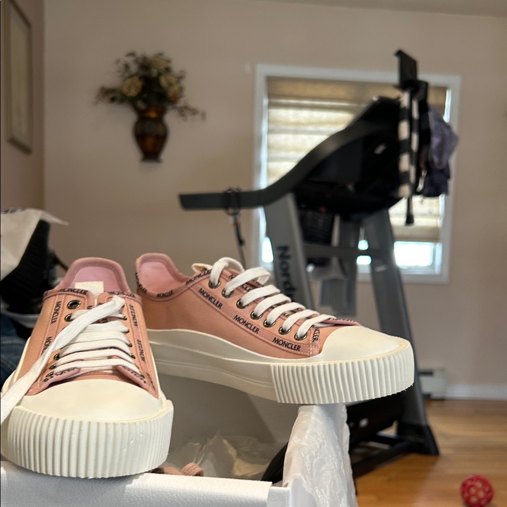 Moncler Blush and White Women's Sneakers Brand New!